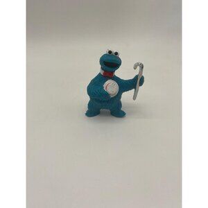 Vintage 80s Tara Toys Sesame Street Cookie Monster Cane and Hat Figurine